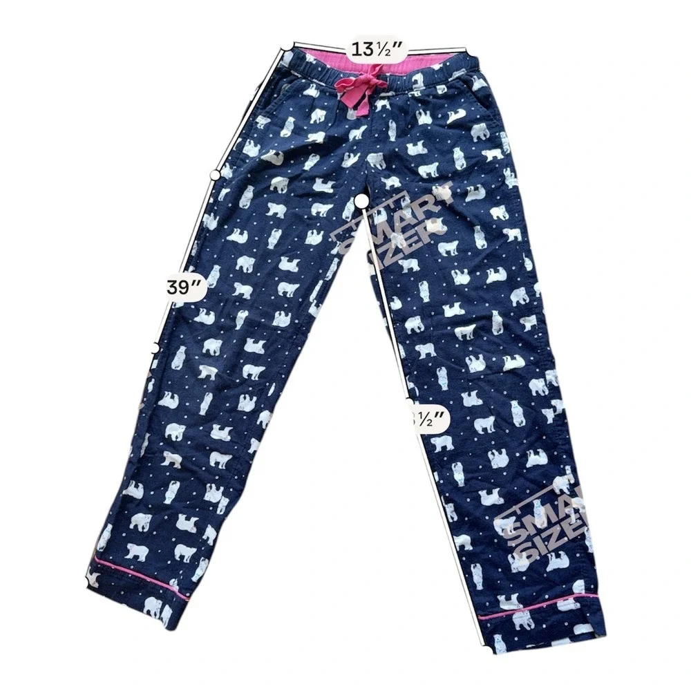 Aerie Womens XS Polar Bear Print Pajama Pants Navy Blue Cotton Flannel Lounge